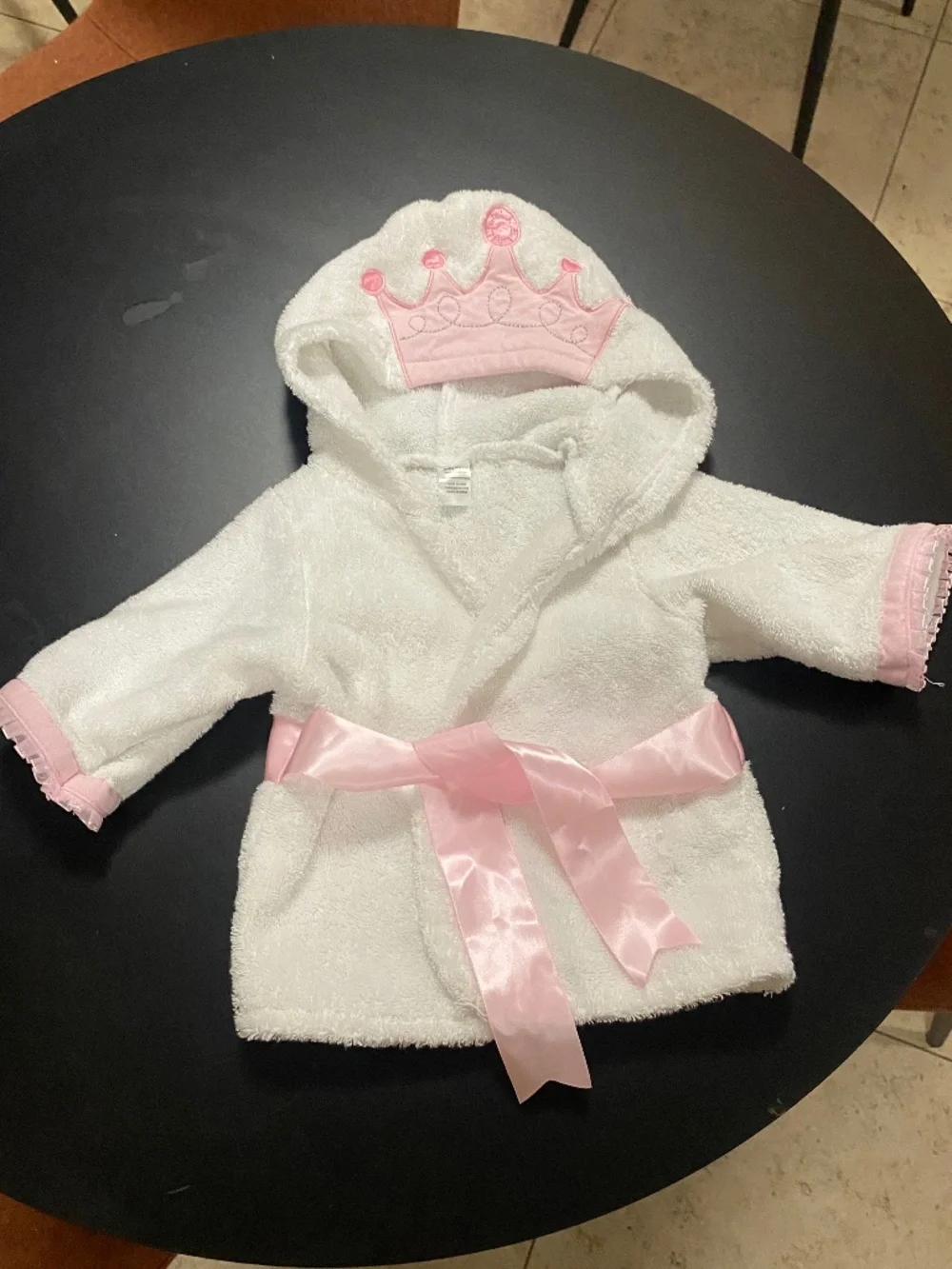 Baby Aspen Little Princess Tiara Hooded Spa Robe- 0-9 mo